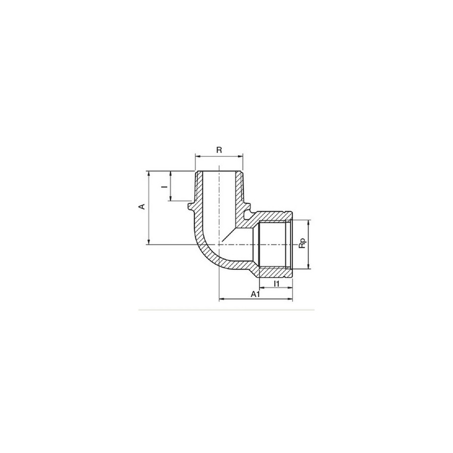 COUDE 90°  PP TARAUDE MALE/FEMELLE  1/2"