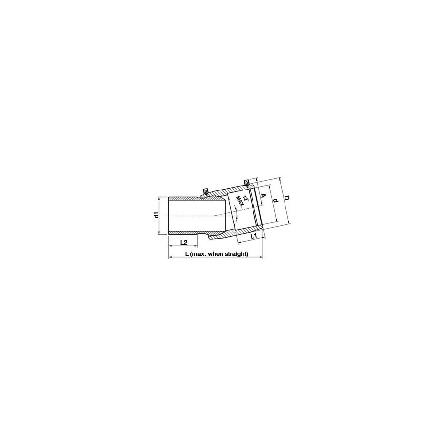 COUDE FLEXIBLE 0°-12° MANCHON-BOUT LISSE PE100 90X90 MM