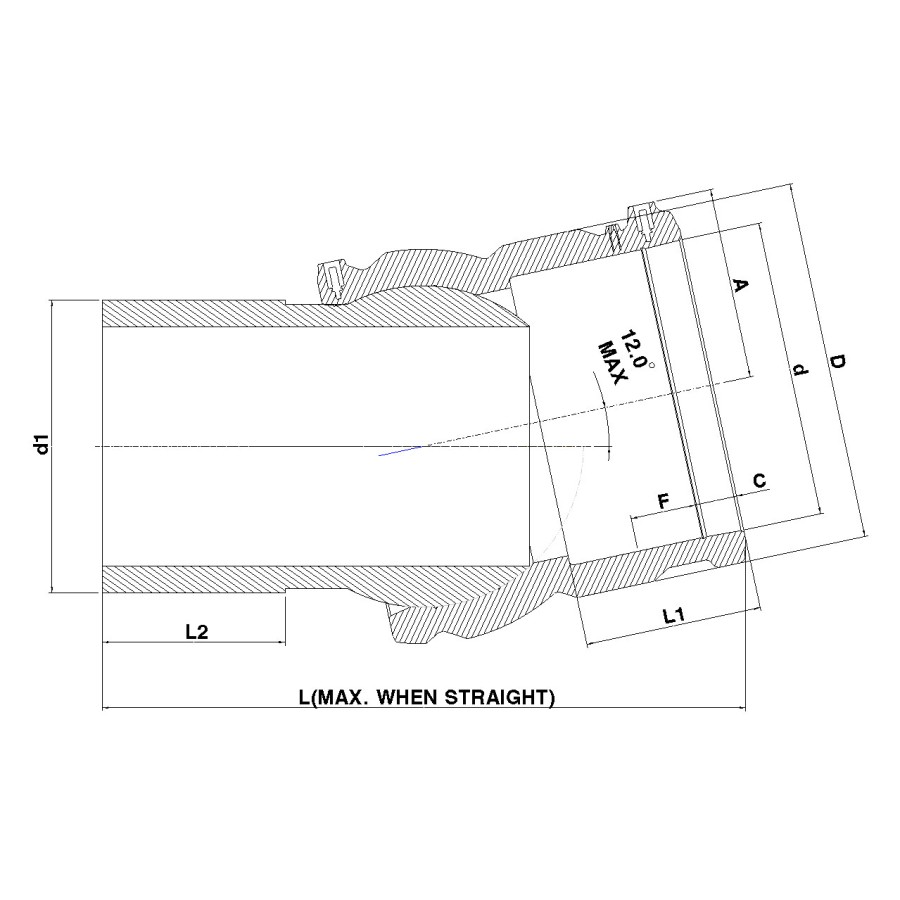 COUDE FLEXIBLE 0°-12° MANCHON-BOUT LISSE PE100 160X160 MM