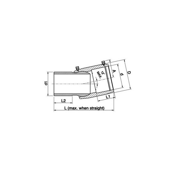 COUDE FLEXIBLE 0°-12° MANCHON-BOUT LISSE PE100 180X180 MM