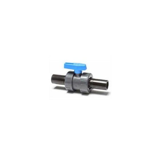 ROBINET A BILLE PVC AVEC EMBOUT EN PE 40 MM