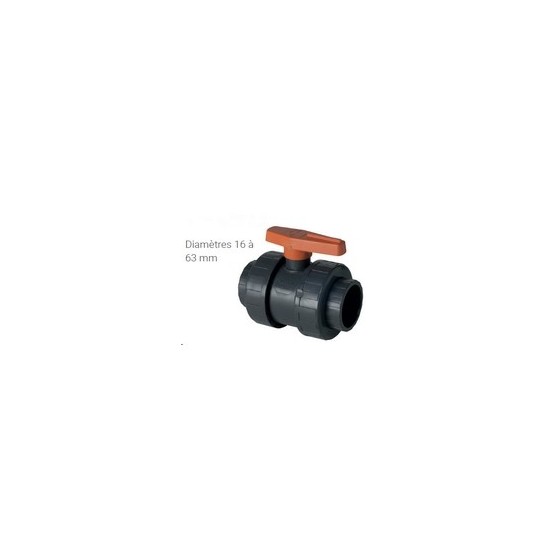 ROBINET A BILLE PVC JOINT FPM 63 MM