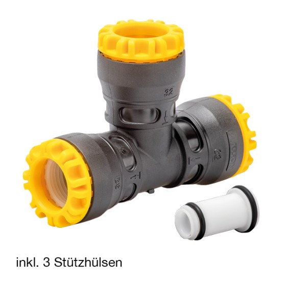 TE A 90° G-PLASS 32X32X32 AVEC 3 DOUILLES