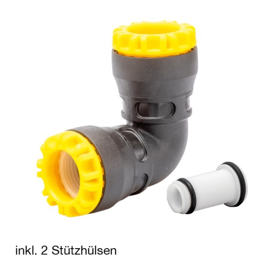 COUDE A 90° G-PLASS 32X32 AVEC 2 DOUILLES