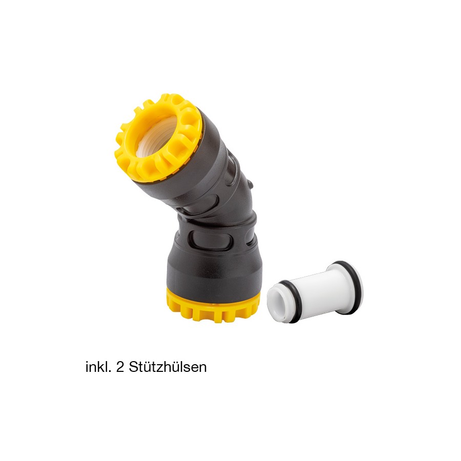 WINKEL 45° G-PLASS 32X32 MIT 2 STÜTZHÜLSEN