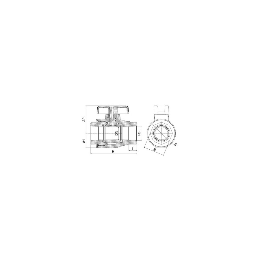 VANNE 11/2 FIBRE DE VERRE 1/4 DE TOUR
