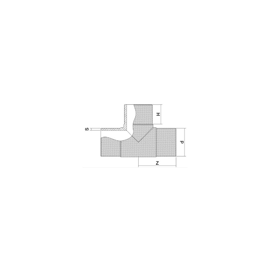 TE A 90° A EMBOUTS MALES 160X160X160 MM  PE 100 PN 25 SDR 7,4