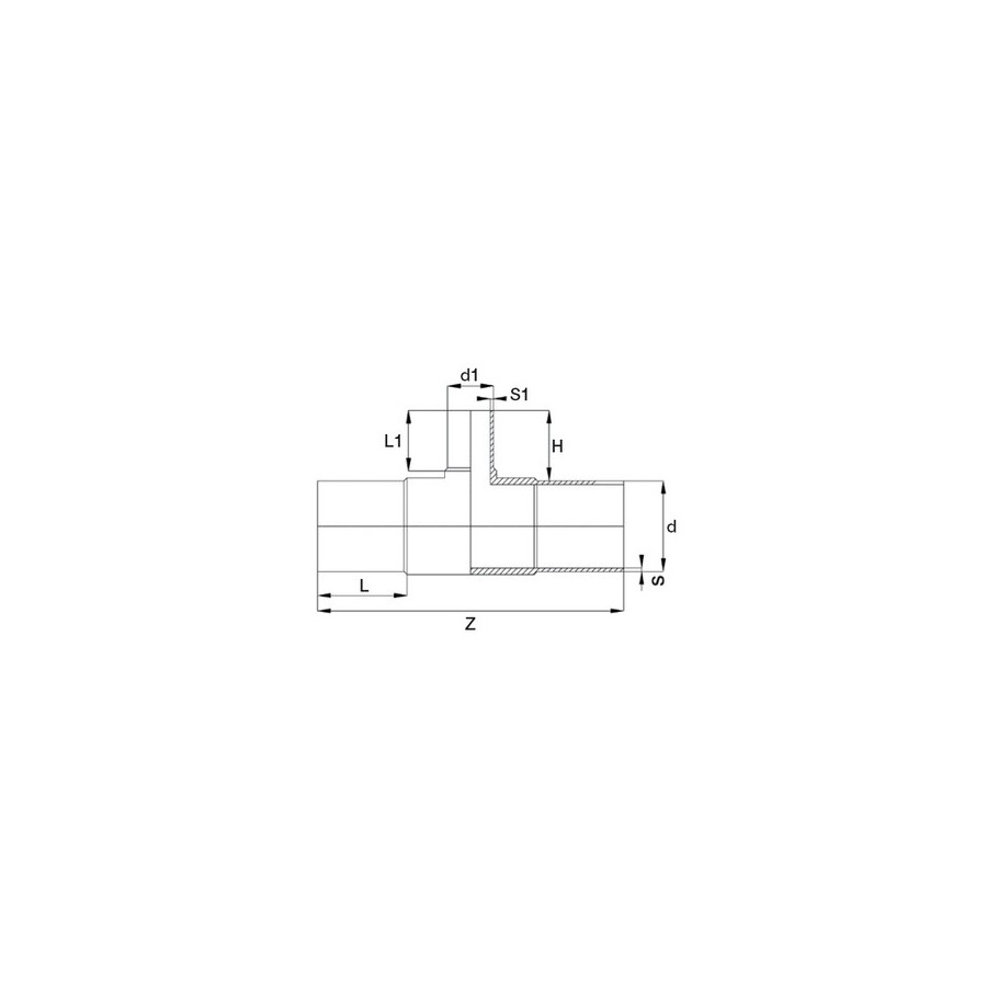 T-STÜCK 90° LANG RED. 63X40X63  PN16 PE 100 SDR 11