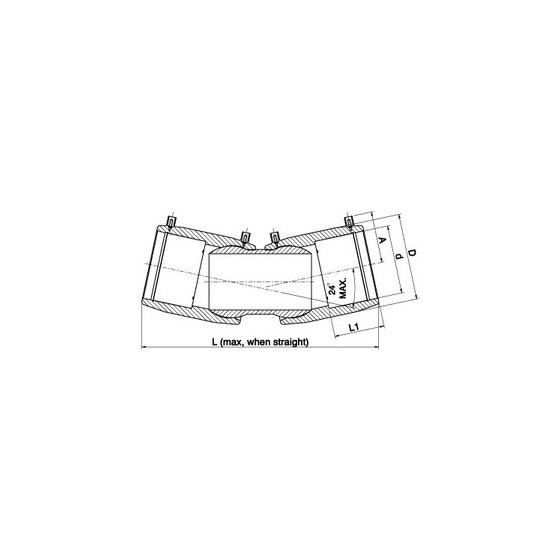 COUDE FLEXIBLE 0°-24° MANCHON-MANCHON PE100 180X180 MM