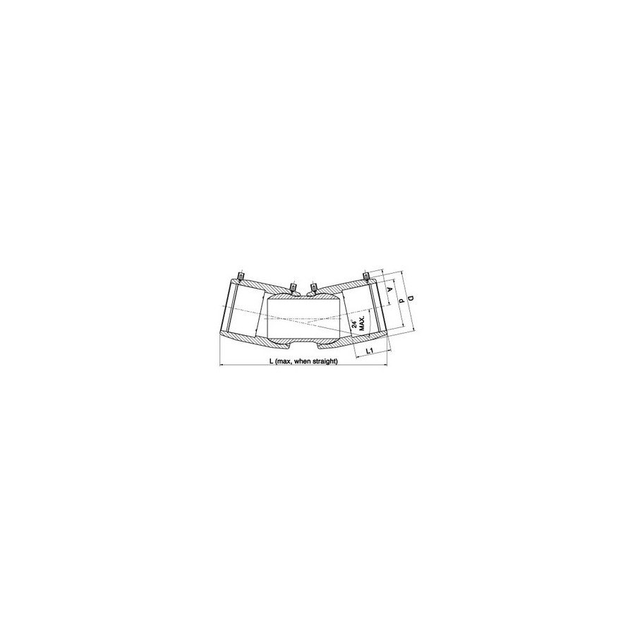 COUDE FLEXIBLE 0°-24° MANCHON-MANCHON PE100 180X180 MM
