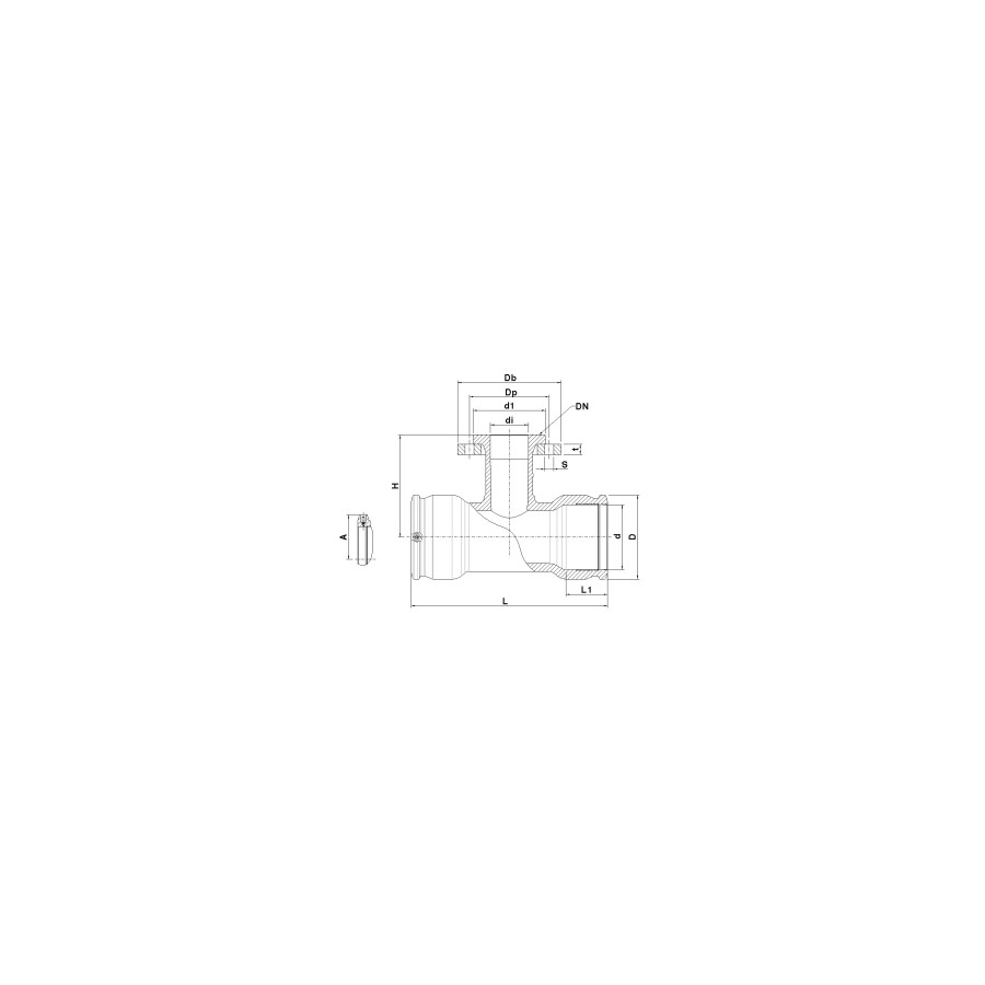 TÉ 90° A BRIDE PE100  PN16 160X80X160 MM